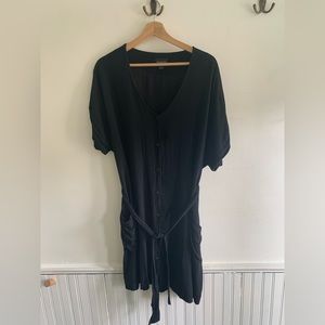 Frank and Oak Black Dress with Waist Tie